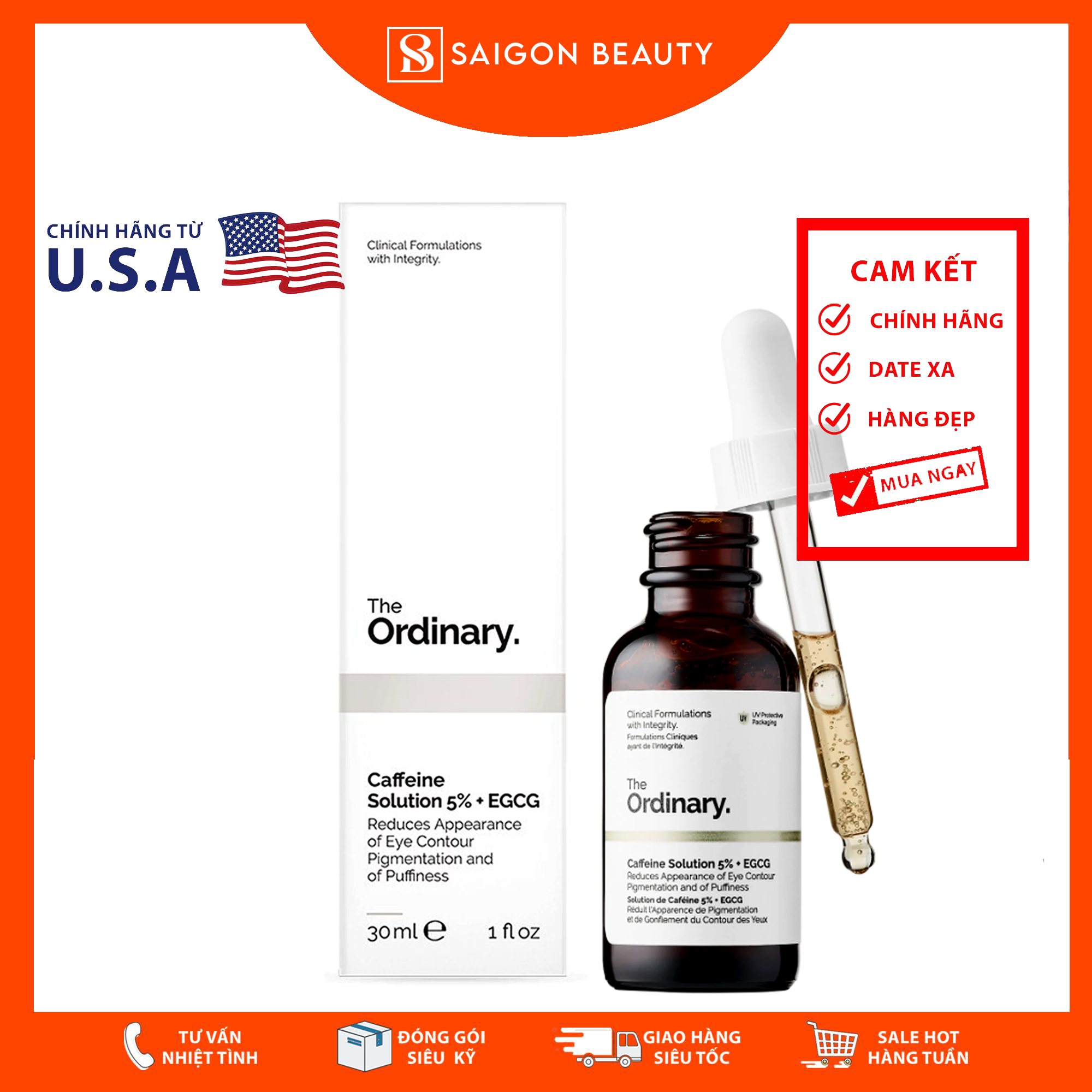 [HCM]Serum dưỡng mắt The Ordinary Caffeine Solution 5% + EGCG 30mL
