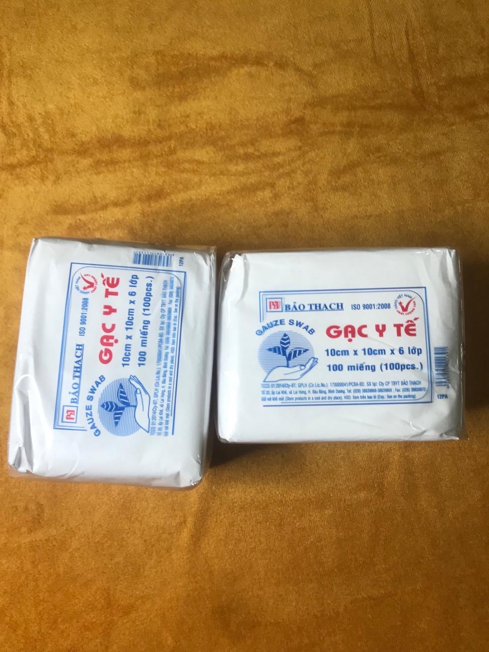 Gạc y tế bảo thạch ( 1 bịch 100 miếng 10cm x 10cm x 6 lớp)