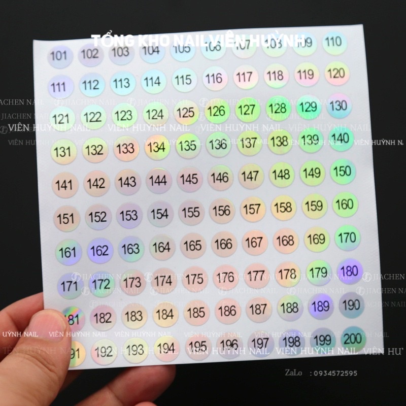 Tem số dán chai sơn , đánh dấu chai sơn gel , từ 1-200
