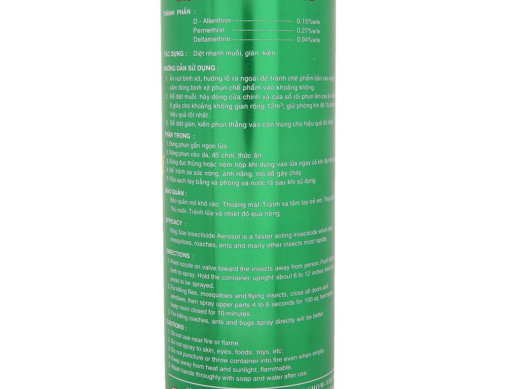 Bình xịt muỗi, kiến, côn trùng  KING STAR  600ml