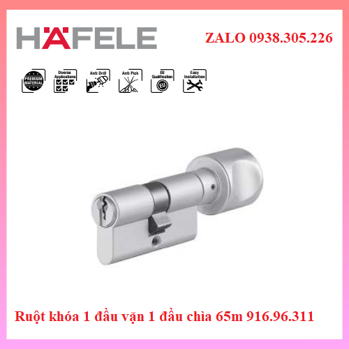 Ruột khóa 1 đầu vặn 1 đầu chìa 65m 916.96.311