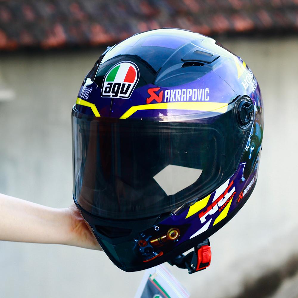 Nón bảo hiểm đen bóng Agu lên tem Honda
