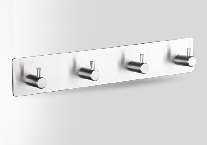 Thanh Inox SUS304, Móc treo quần áo, móc treo khăn tắm lắp đặt dính tường sử dụng công nghệ 3M siêu dính