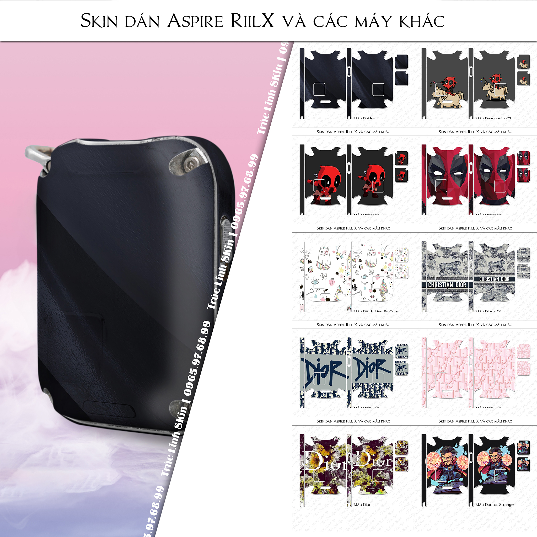 Miếng dán skin cho Riil X mẫu Dior 03 (decal dễ dán, đã cắt sẵn)