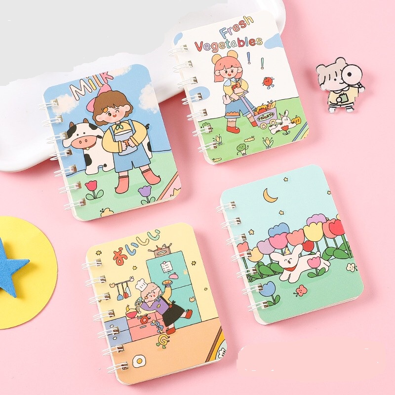 [Được chọn] Sổ tay mini gáy lò so siêu cute