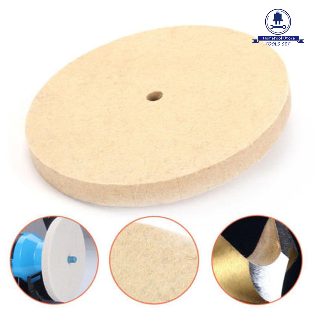 HOMETOOL 200mm 8  Round Polishing Buffing Wheel Wool Felt Stainless Steel Metal Grinding Polisher Disc Pad