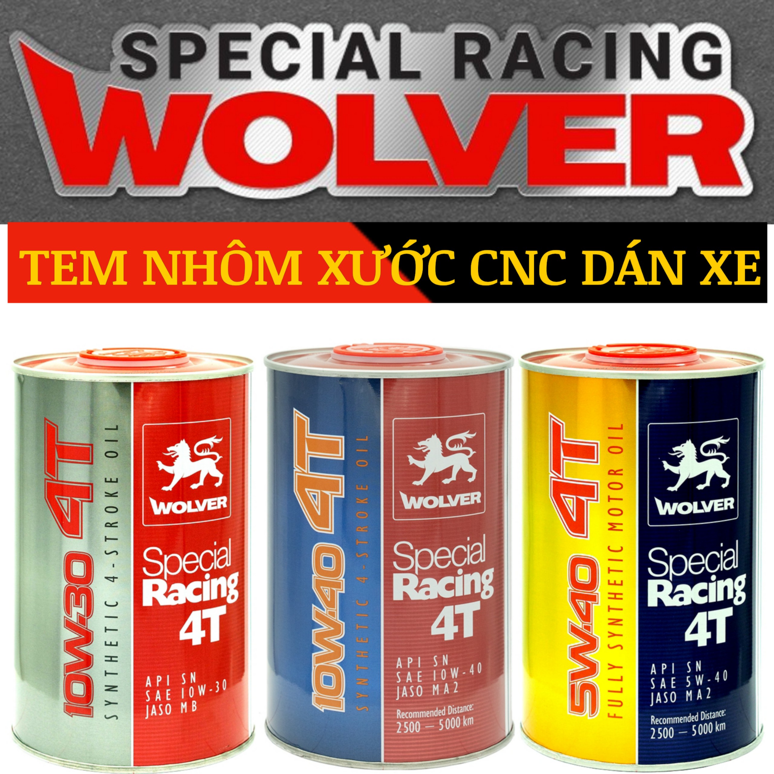 HCM Tem dán xe máy CNC Wolver Special Racing German Lubricant tem nhôm