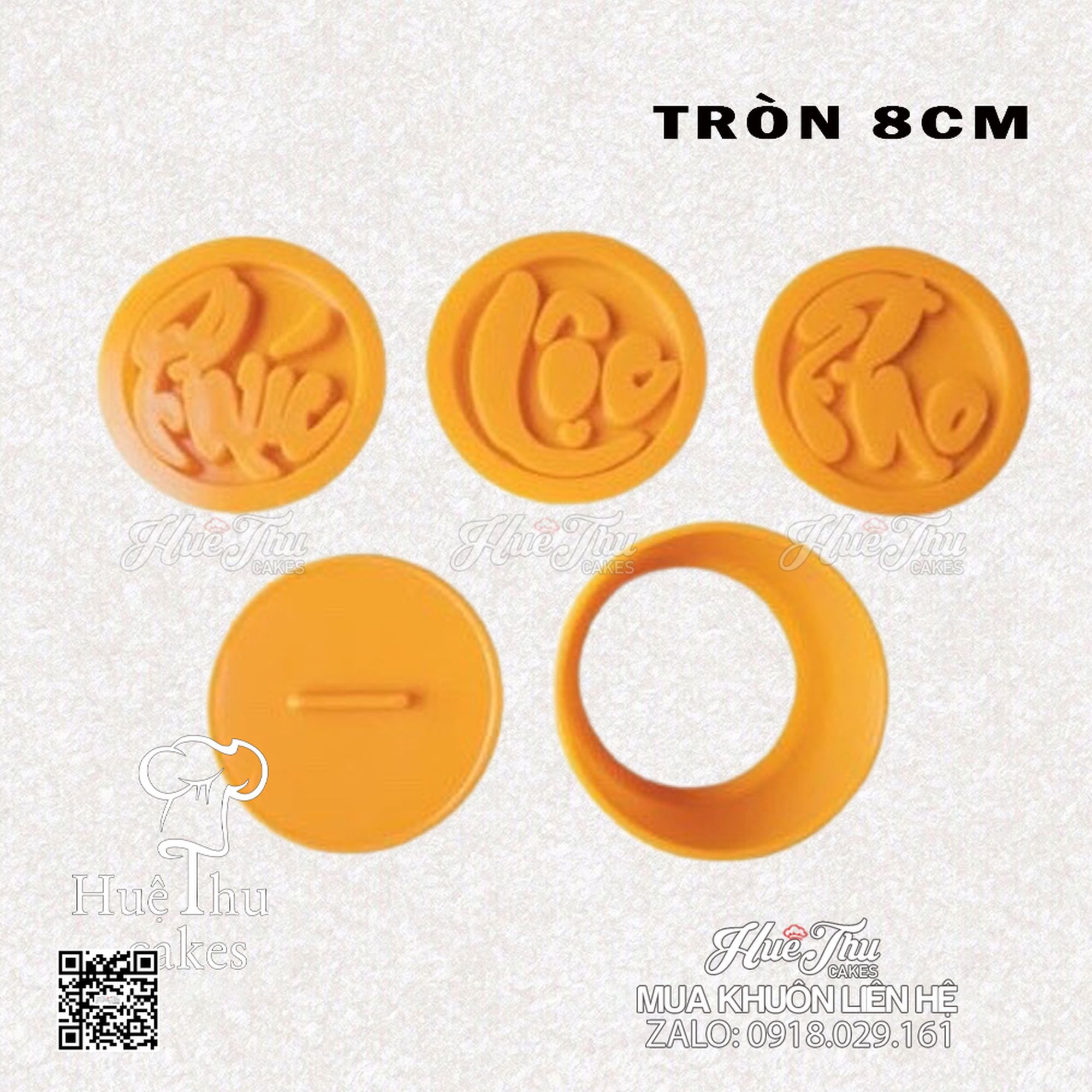 Khuôn xôi Phúc Lộc Thọ hình Tròn 8/10/12cm - khuôn ép xôi, khuôn nhấn xôi Vĩnh Trường