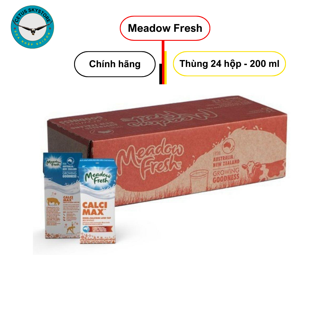[Thùng] Sữa tươi Meadow Fresh Calci Max 200ml ít béo - nhập Úc
