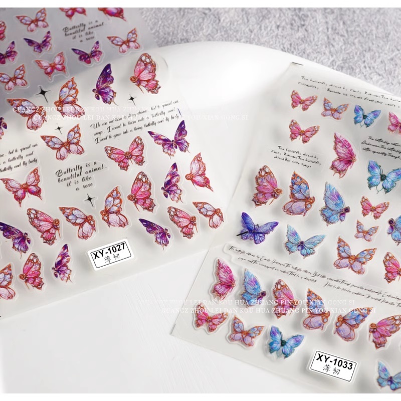 Sticker Lụa 3D Bướm Sắc Nét | Hình Dán Móng Tay XY-1027 1033