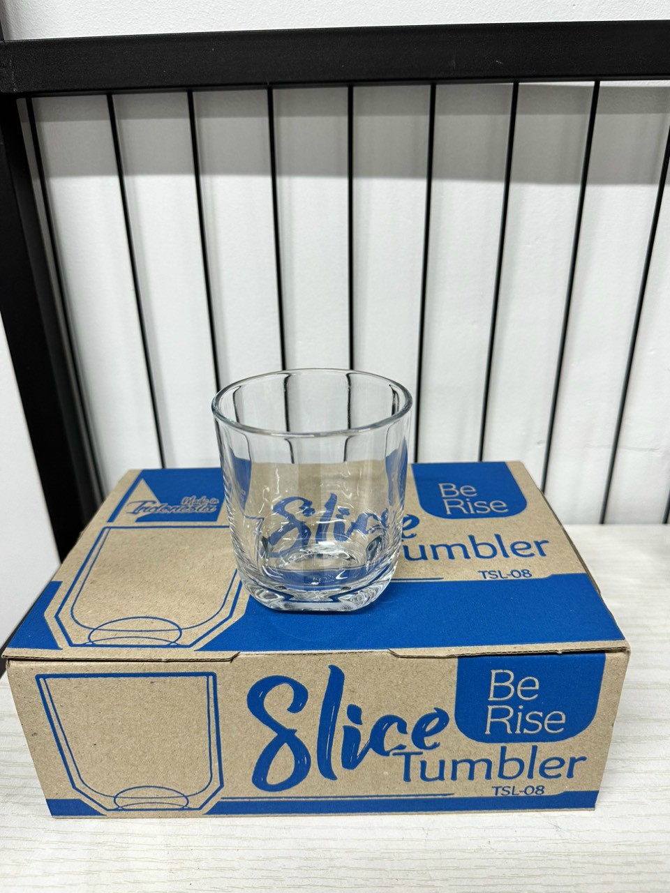 Bộ 6 ly, 4 ly thủy tinh bầu lùn góc uống trà đá 230ml - slice tumbler tsl08