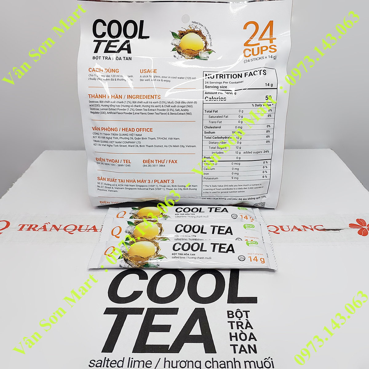 Trà Chanh Muối Cool Tea Trần Quang 336g (24 gói dài x 14g)