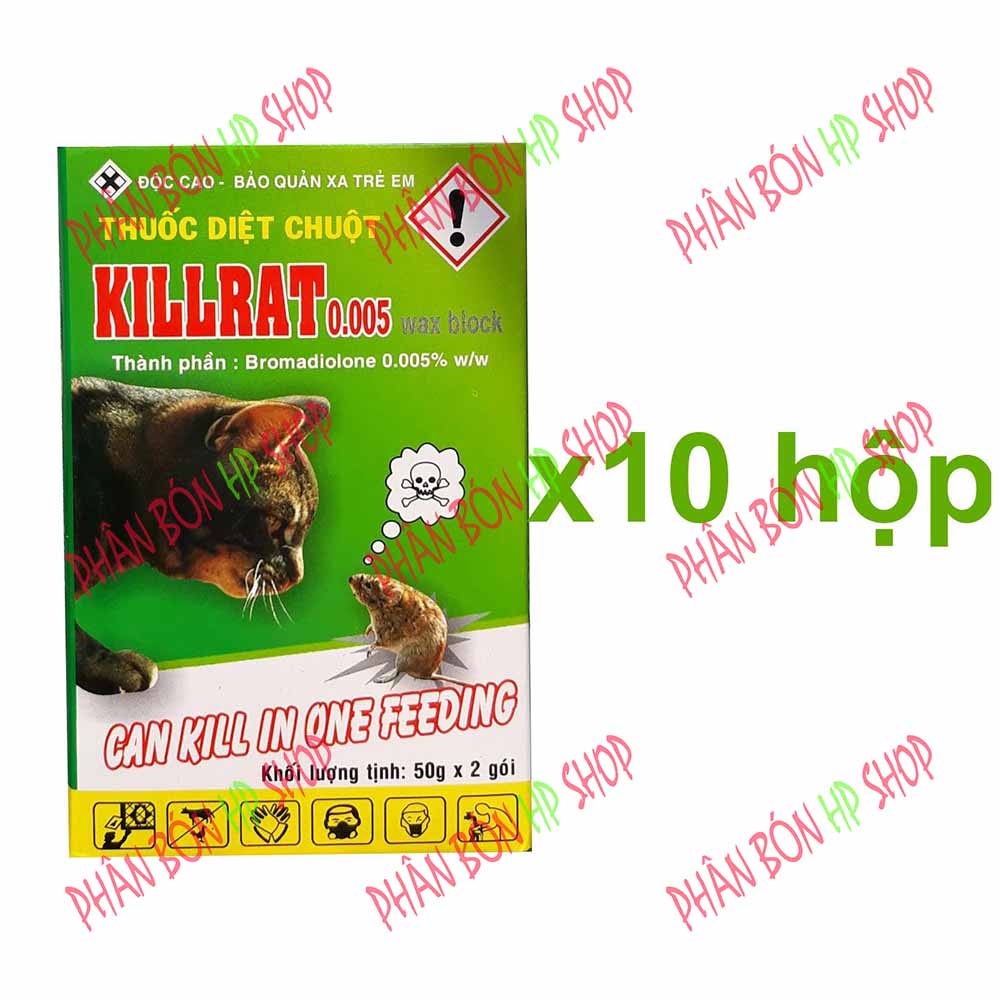 Thuốc diệt chuột Killrat 0.005% - (10 hộp x 2 gói)