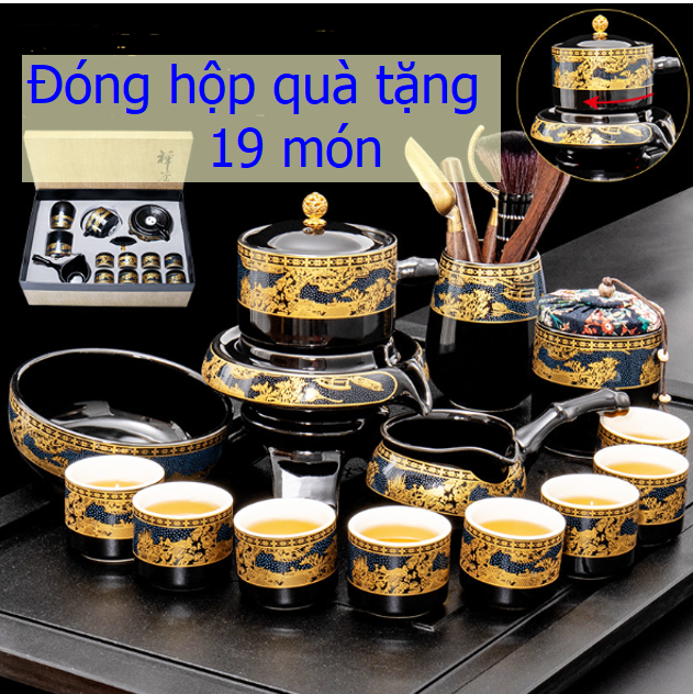 Bộ Ấm Chén Cối Xay Gốm Sứ Tử Sa