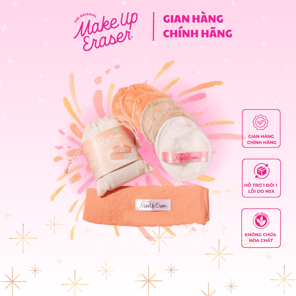 Set mini khăn tẩy trang và tẩy da chết siêu mềm mịn MakeUp Eraser bản Cam nổi bật Peachy Clean (kèm quà cực xinh!)