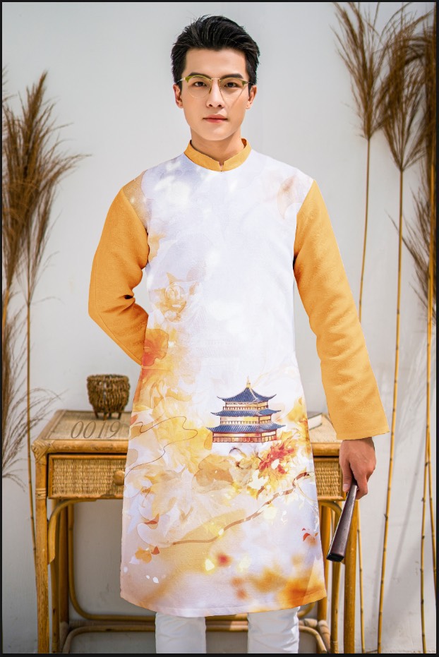 Áo Dài Nam Cách Tân Vải Gấm Cao Cấp