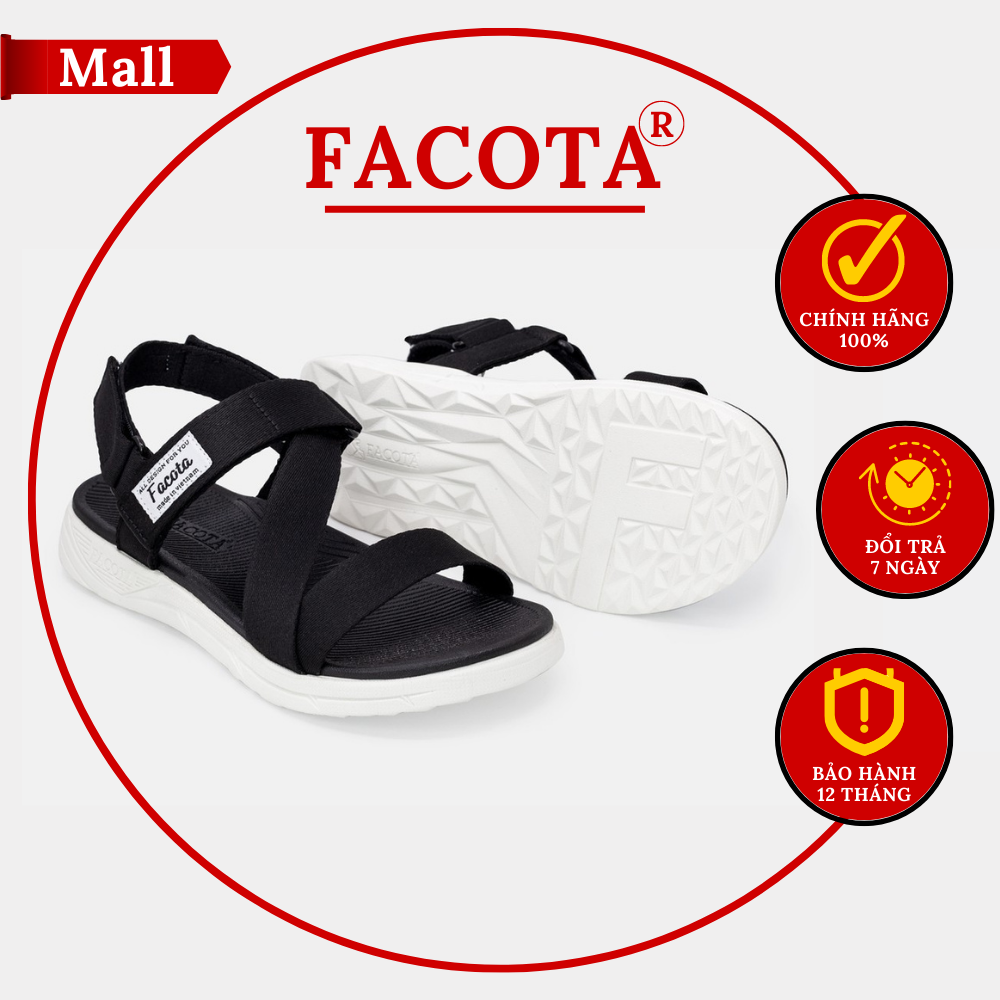 Giày sandal Facota nữ chính hãng NN02, Facota đen trắng nam nữ