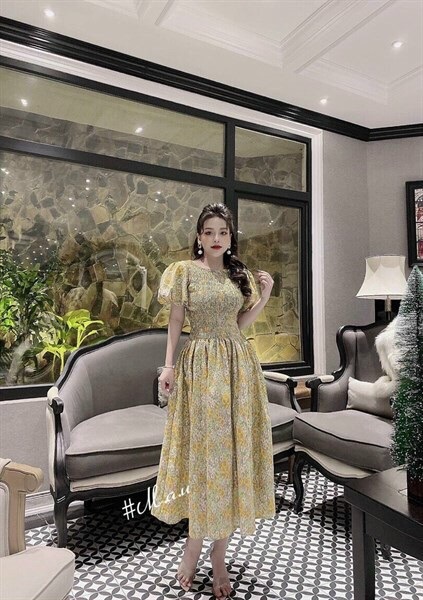 [HCM]ĐẦM MAXI VOAN HOA TAY PHỒNG CỰC XINH