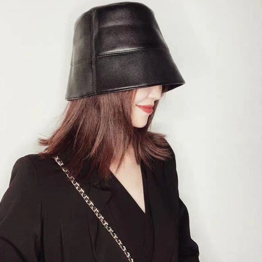 Mũ bucket da đội sụp sụp thời trang