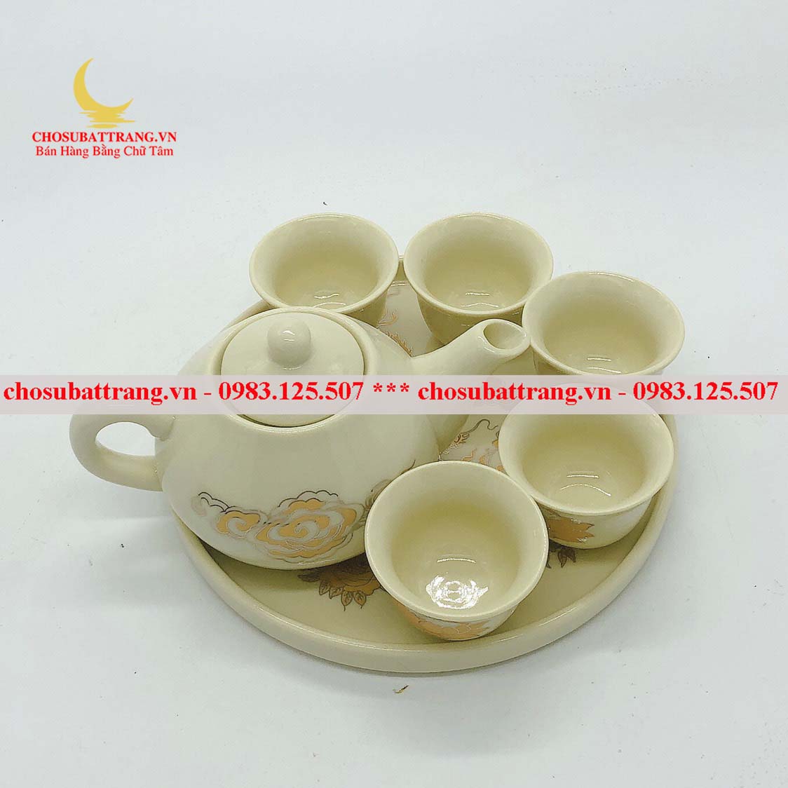 Bộ ấm chén thờ men vàng kim