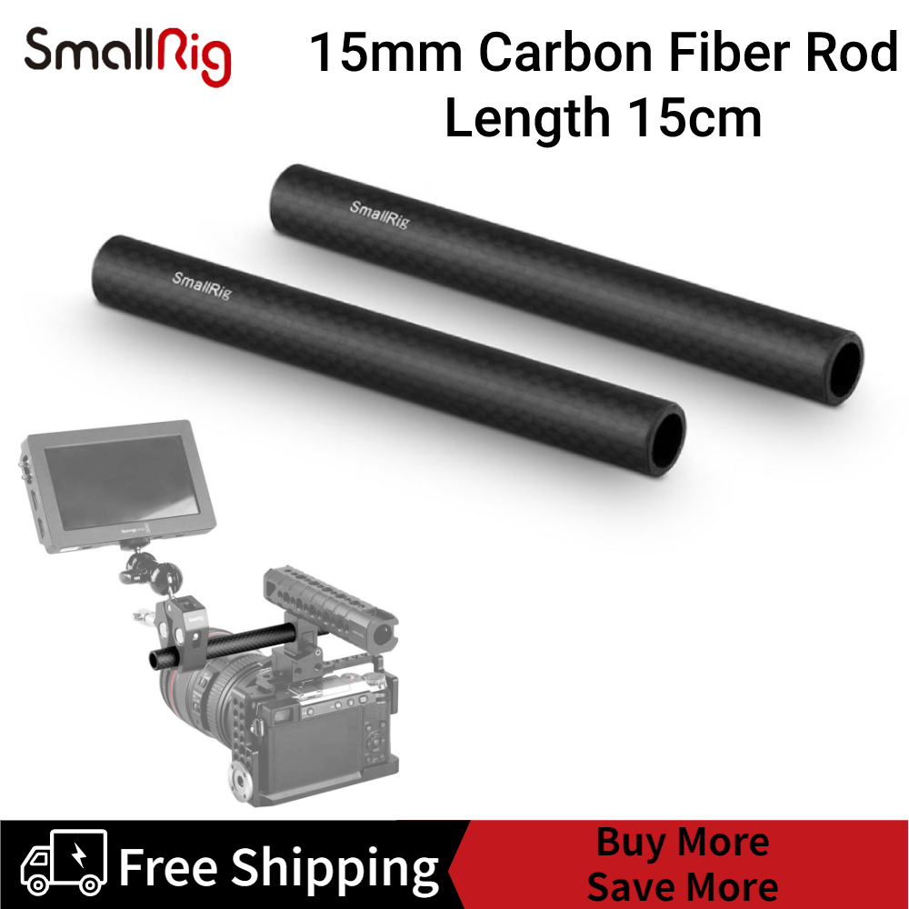 SmallRig 5mm Carbon Fiber Rod - 6 Long for 15 mm Rod Support System Pack of 2