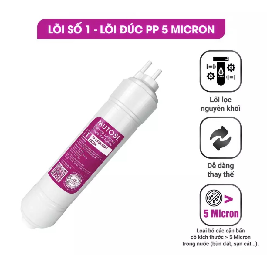 Lõi lọc nước mutosi số 1-2-3 lõi đúc nguyên khối nối nhanh