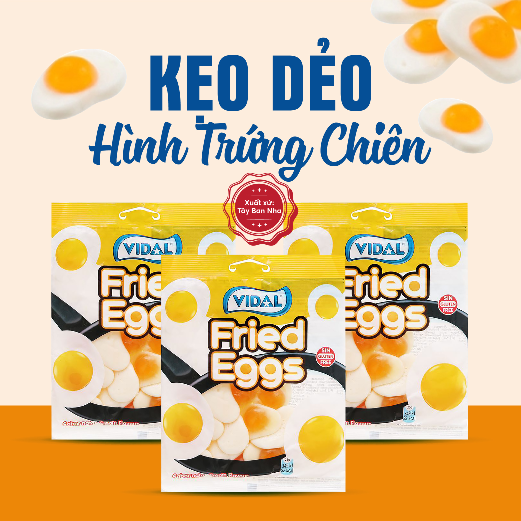 Kẹo Dẻo Hình Quả Trứng Chiên Vidal
