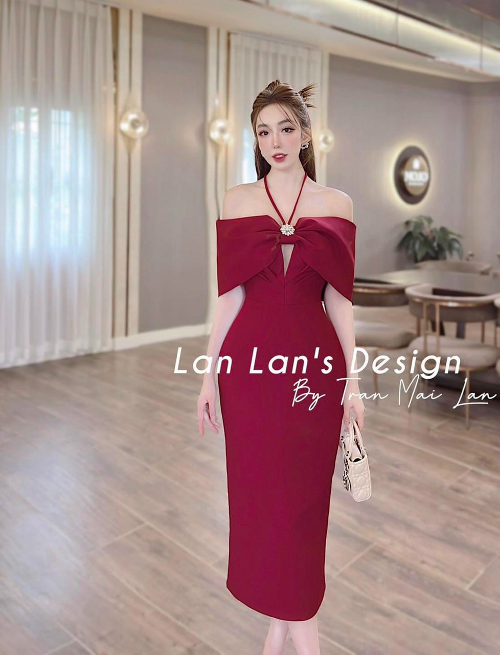 Đầm tapta dáng ôm dài trễ vai sang chảnh, váy đi tiệc nơ hàng thiết kế cao cấp, đầm yếm ôm tôn dáng