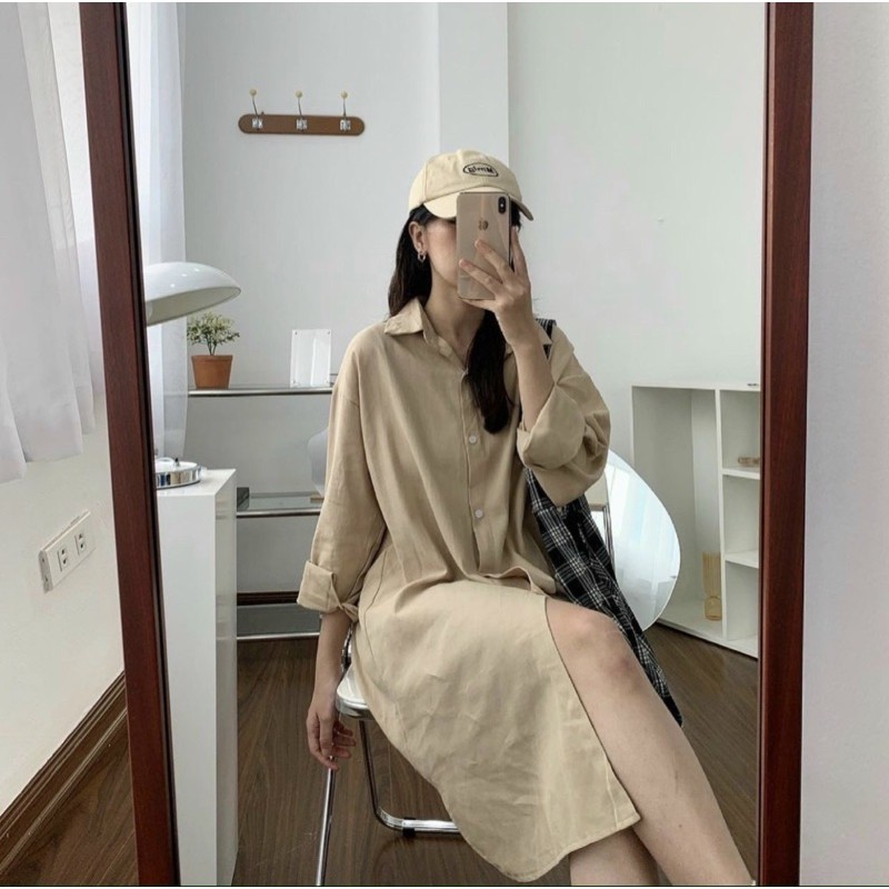 Váy sơ mi bazic thô mềm3689