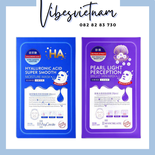 (Lẻ Miếng) Mặt nạ HA dưỡng ẩm chăm sóc da Maycreate 2 màu xanh/tím