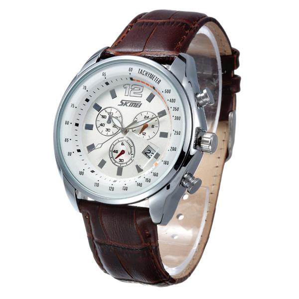 Đồng hồ thể thao dây da Skmei 6852 (Nâu)