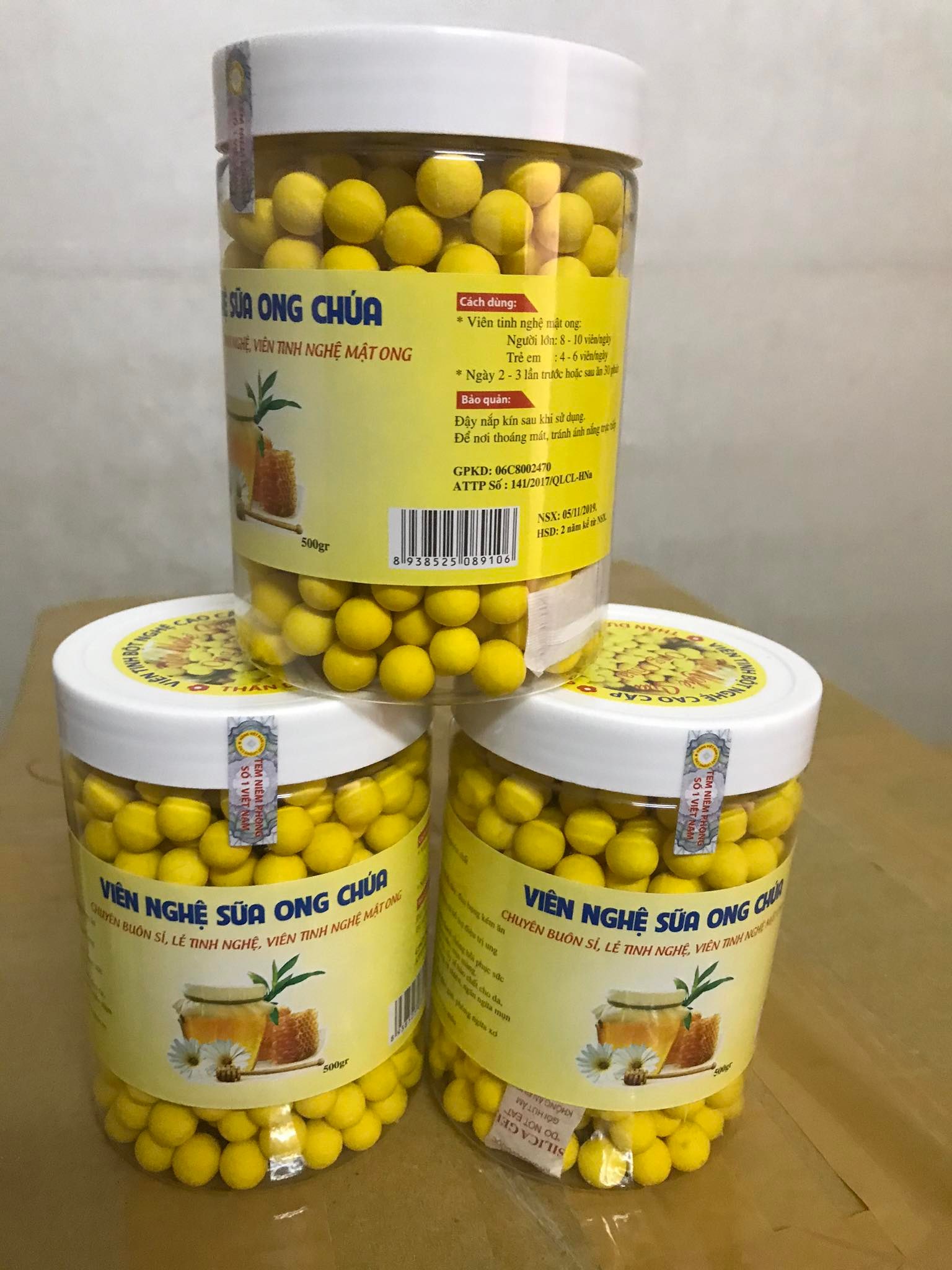 Viên nghệ sữa ong chúa phấn hoa ( hũ 500g )