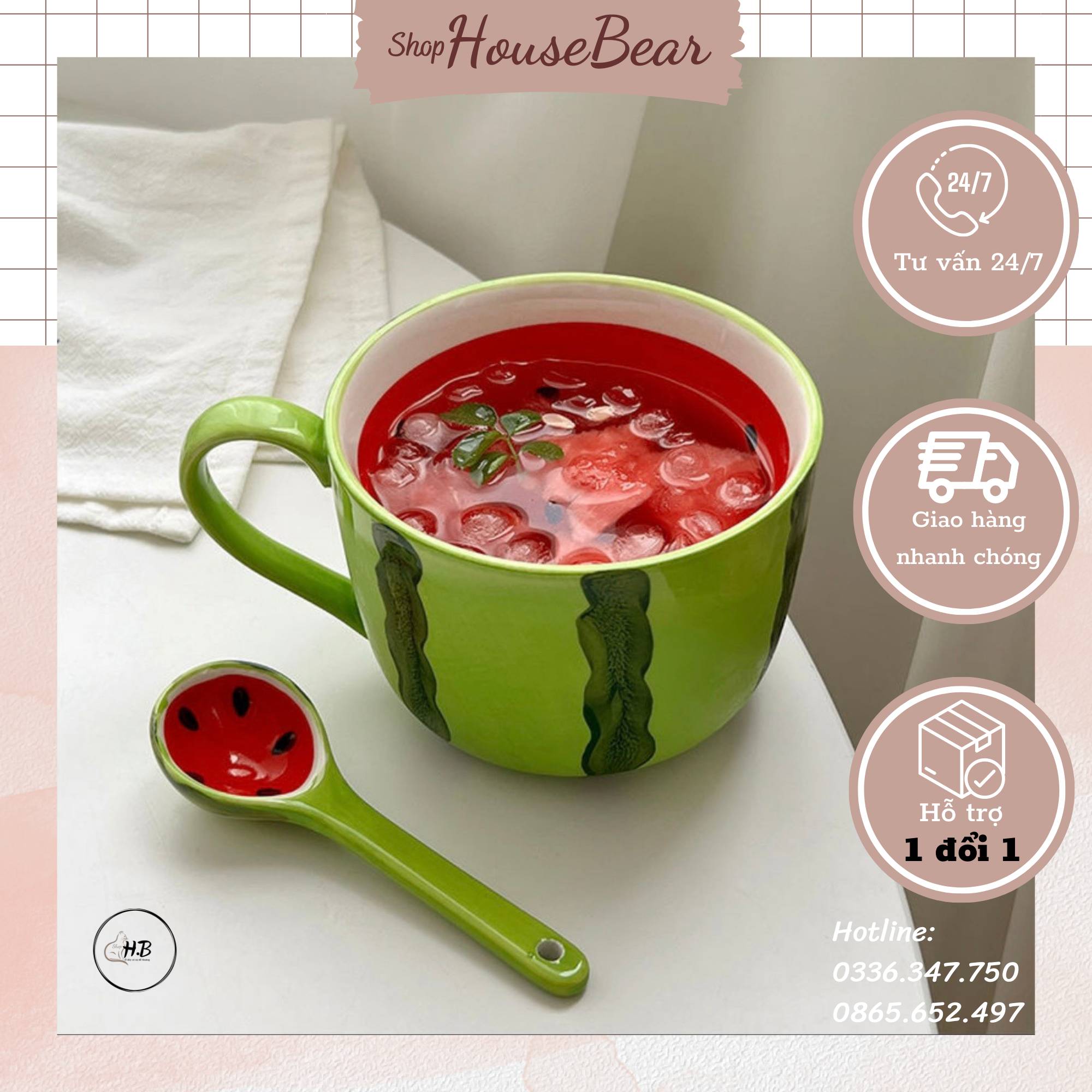 Cốc sứ dưa hấu dễ thương 400ml