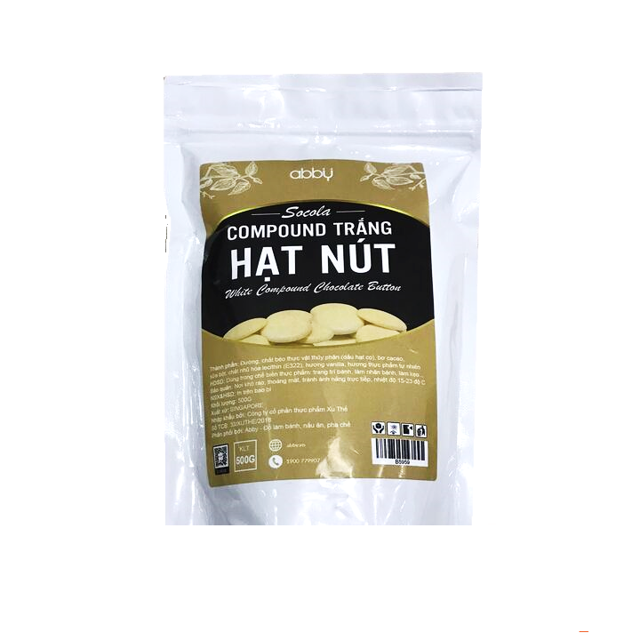 Socola hiệu compound trắng hạt nút 500g chiết