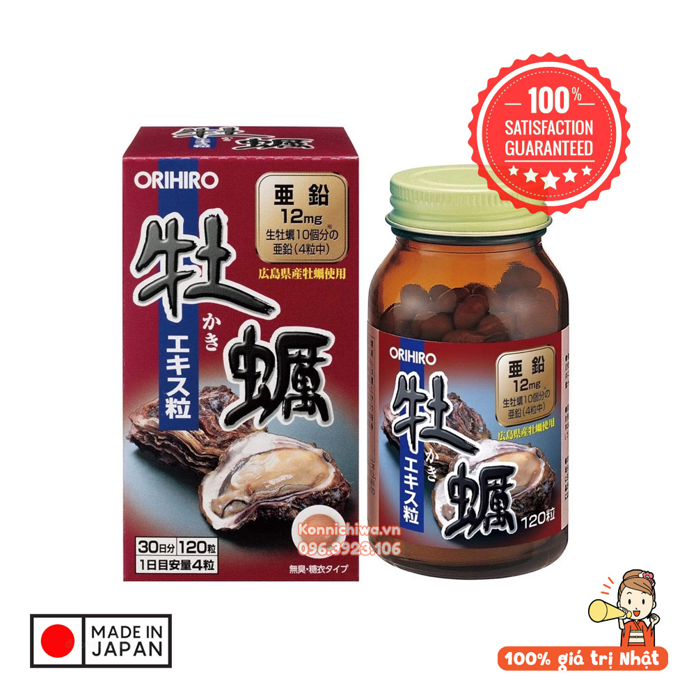 [Mẫu MỚI] Viên uống tinh chất hàu tươi Orihiro Nhật Bản 120 viên giúp hỗ trợ sinh lý, bổ gan, tăng cường sinh lý nam giới Orihiro New Oyster Extract Tablets 120