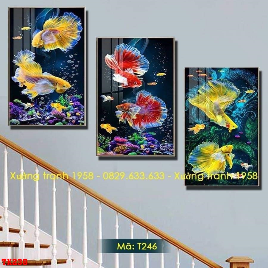 Bộ 3 trang trí cầu thang phòng khách
