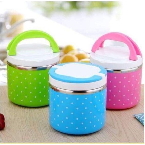 Cặp lồng cơm giữ nhiệt chấm bi 1 tầng