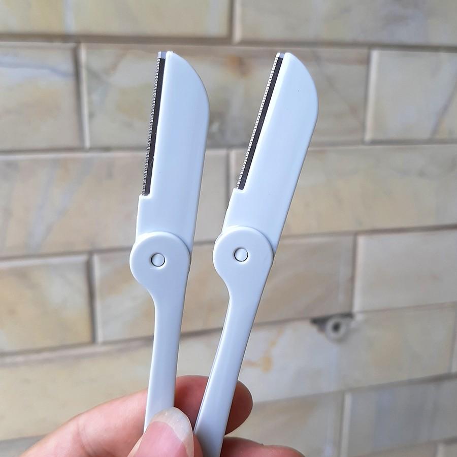 2 dao cạo tỉa lông mày sắc không gỉ - Trắng