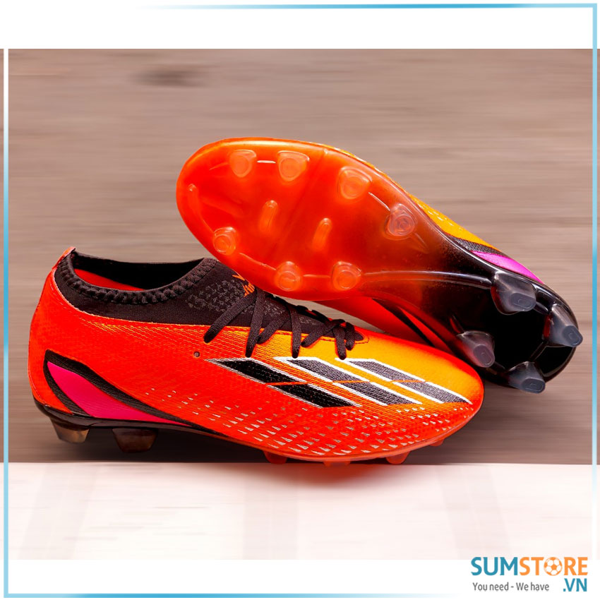 Giày Thể Thao Đá Bóng Nam Nữ Xspeed II Cam Đế Đinh Lớn - Giày Đá Banh Sân Cỏ Tự Nhiên Đinh Cao FG