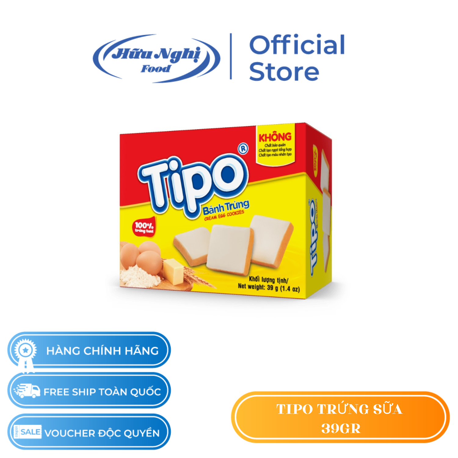 COMBO 12 Hộp Bánh Tipo Trứng Nướng Hữu Nghị 39g
