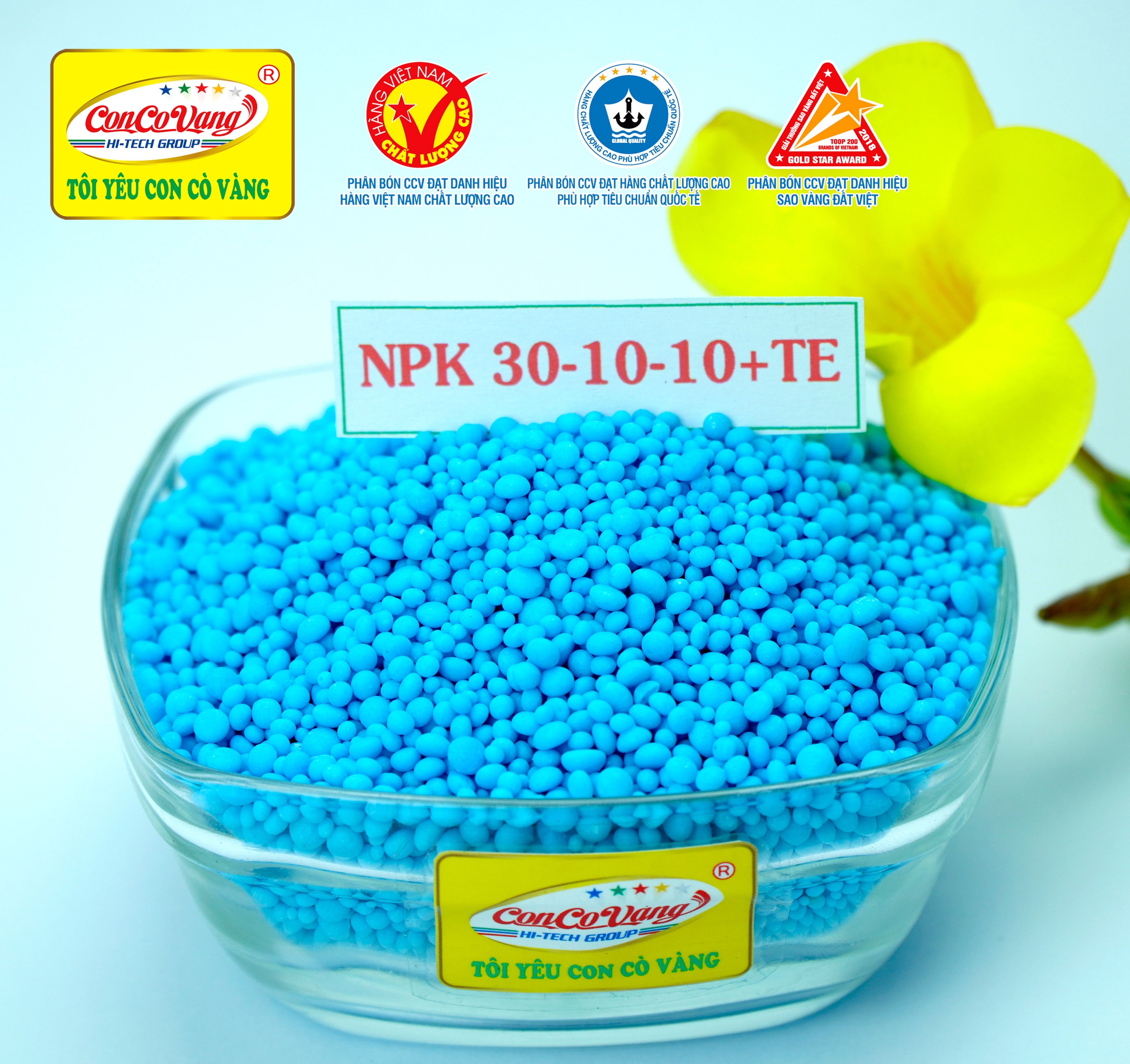 Phân bón NPK 30-10-10+TE Hi-Tech: RubyFerti(1kg) - Thuộc Tập Đoàn Phân Bón Con Cò Vàng