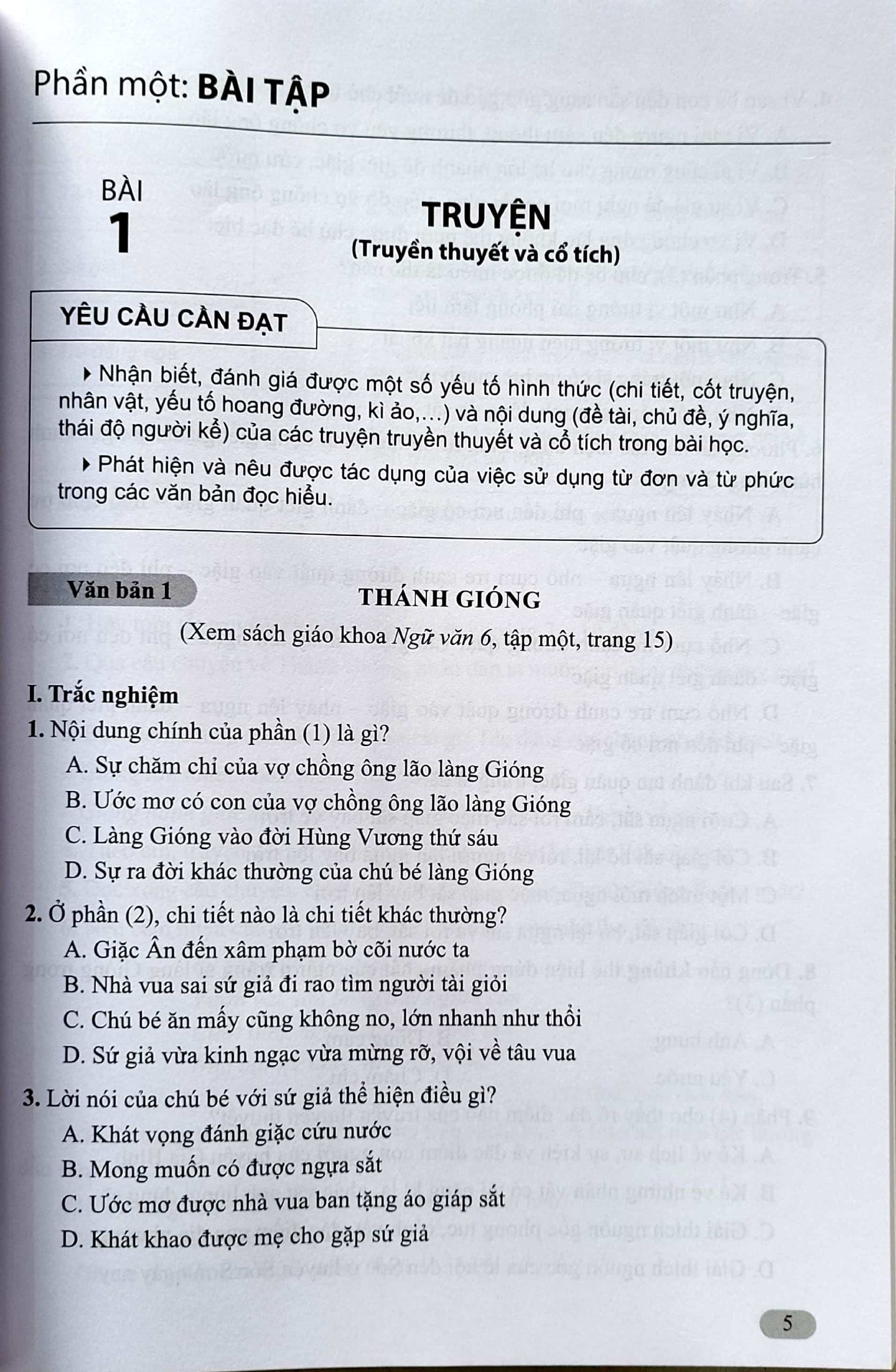 Sách - Bài tập đọc hiểu Ngữ văn 6 - Cánh Diều