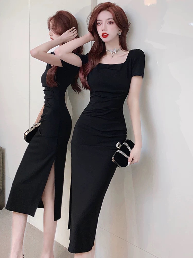 Đầm Ôm Dáng Dài Màu Đen 40-70 Kg