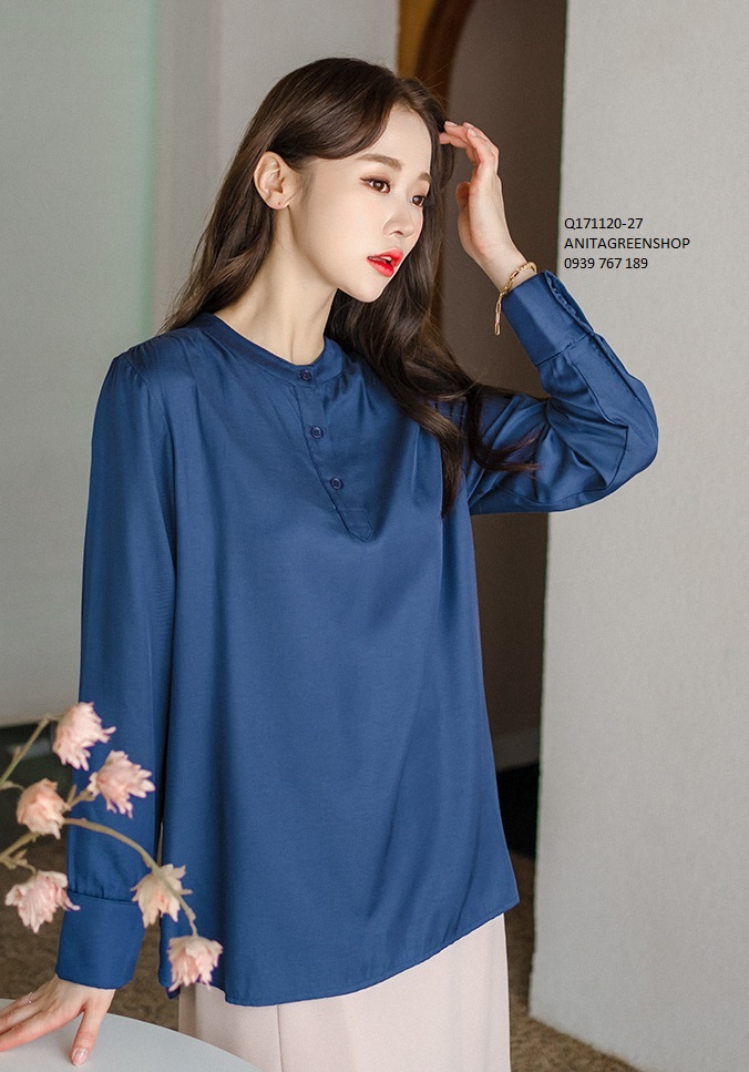 Q171120  ÁO SƠ MI NỮ CỔ TRỤ