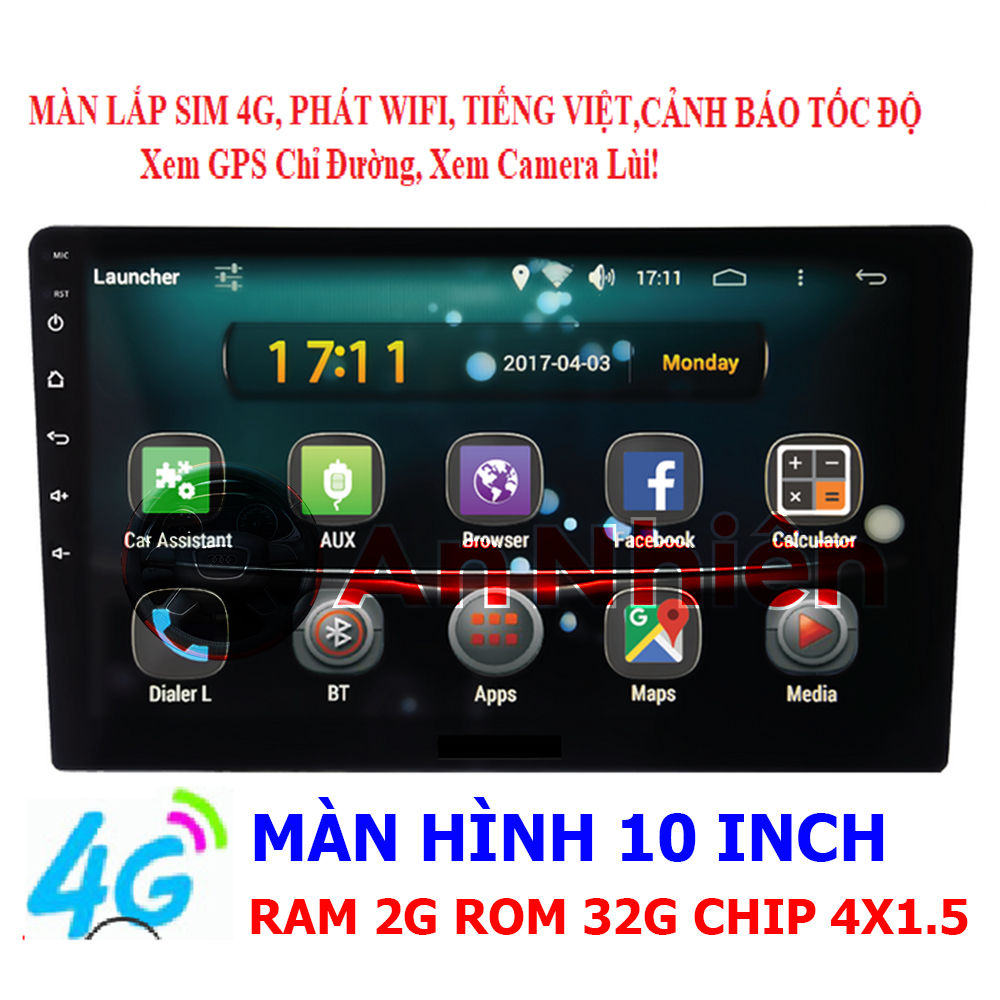 Màn hình Android Ô Tô Lắp Sim 4G Phát WiFi Ram 2GB Rom 32GB , Đầu Màn hình dvd ô tô xem Vietmap, GPS chỉ đường, có TIẾNG VIỆT, màn hình ô tô cảnh báo tốc độ, man hinh xe oto, gia dau dvd xe oto, đầu dvd cho xe hơi
