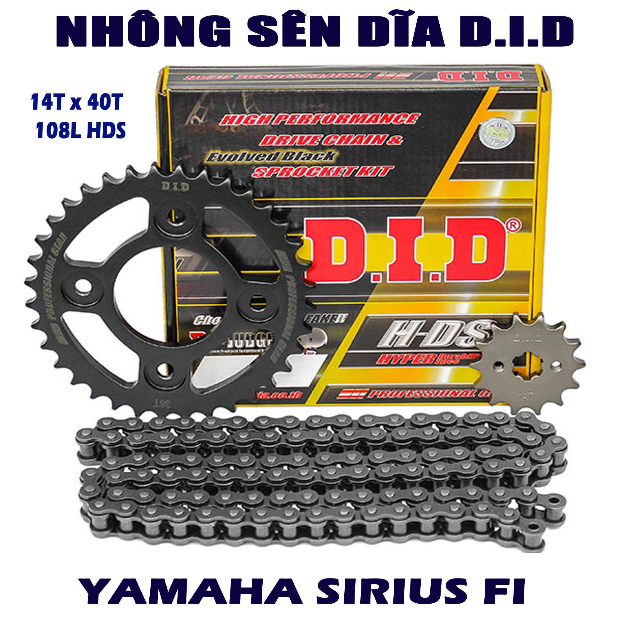 Nhông sên dĩa Sirius FI - Sên đen 10ly DID Thái Lan