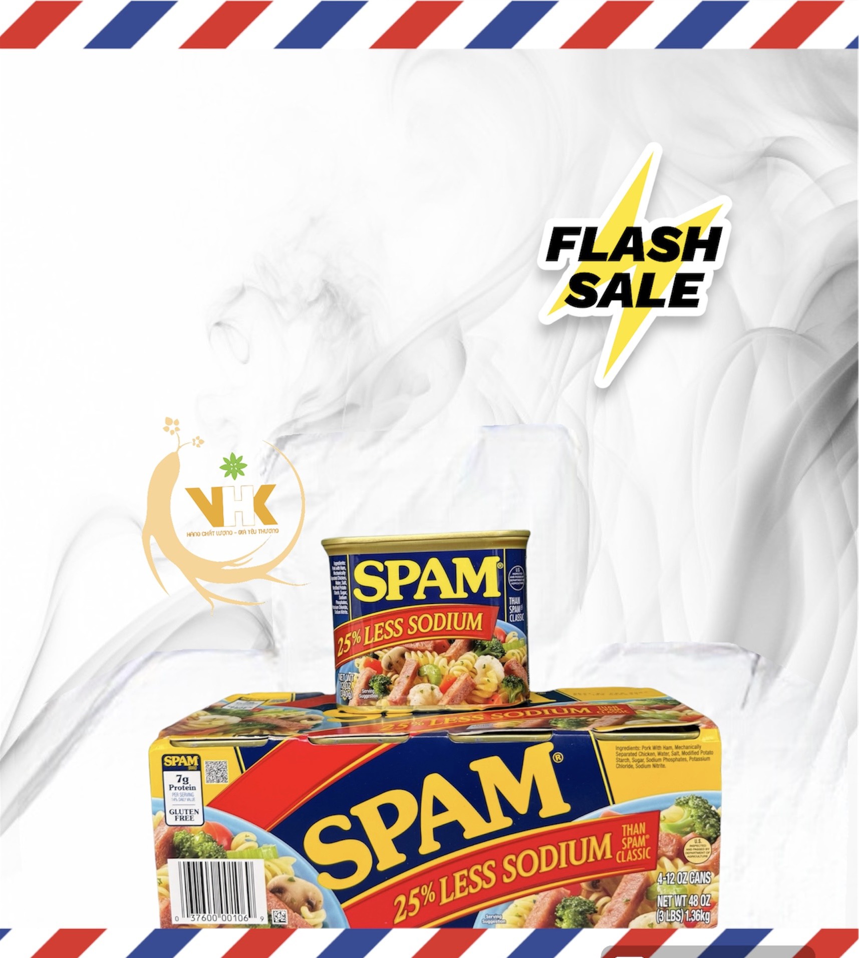 THỊT HỘP SPAM MỸ 340GR ( GIẢM 25% NATRI) DATE 2027
