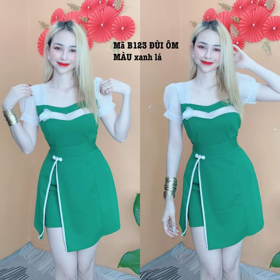 Sét đầm kèm quần đùi ôm phối hoa.mã tak15