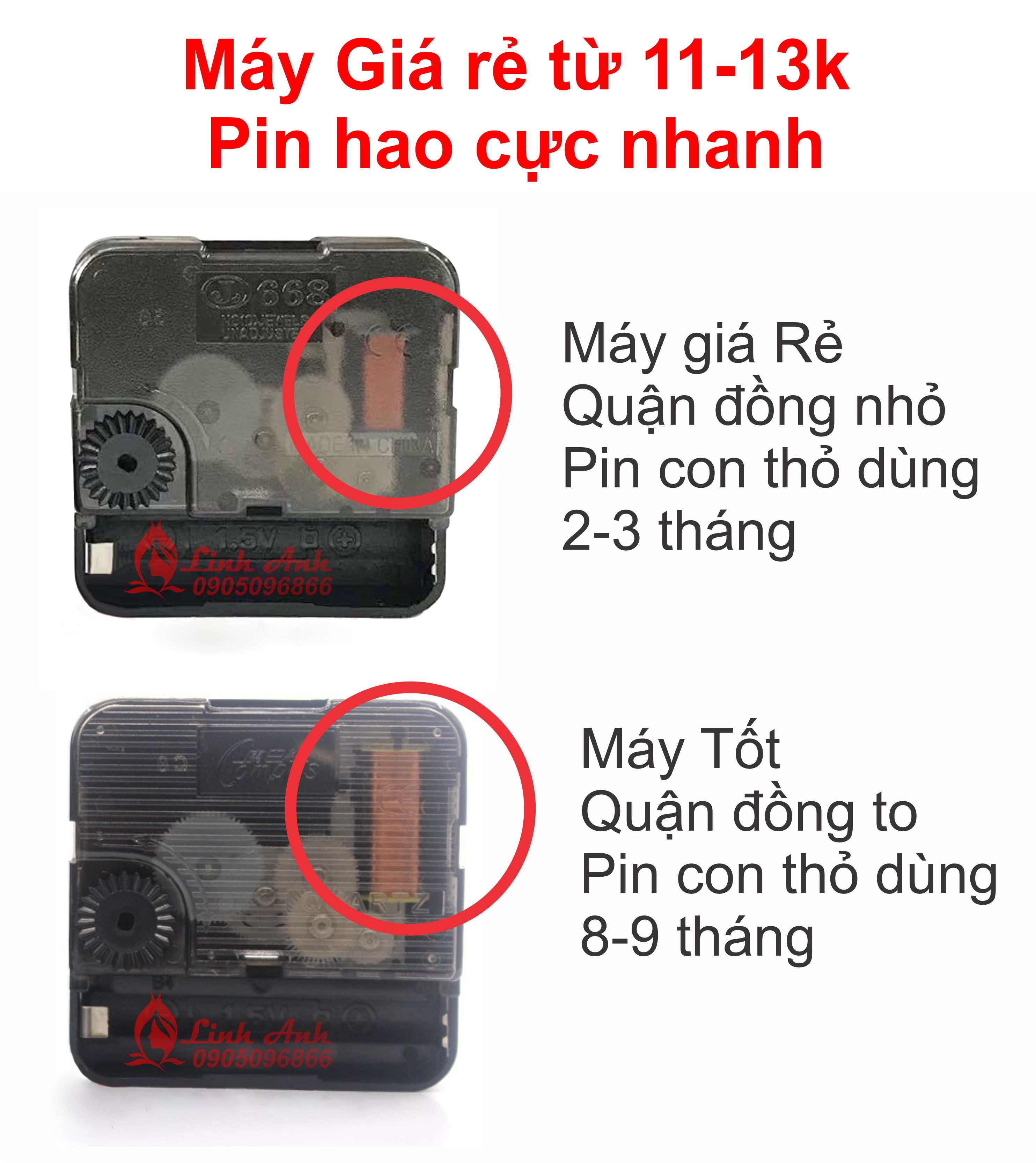Máy đồng hồ treo tường kim trôi (Chọn kim)