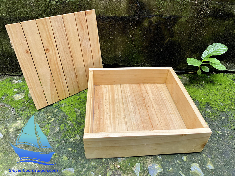 [Sushi Sashimi] Khay vuông gỗ 30cm trang trí decor